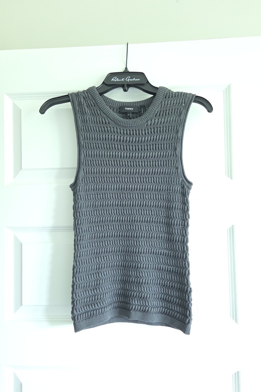 Theory Women's Textured Tricot Crew Neck Blouse Size Small